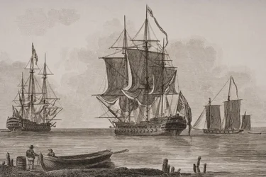Navires de guerre britanniques, gravé par Thomas Milton (1743-1827) 1820
